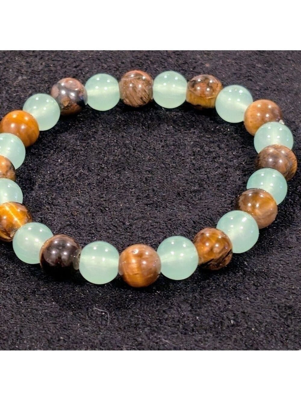 Aventurine Tiger Eye Natural Stone Bracelet Unisex 7 Inch